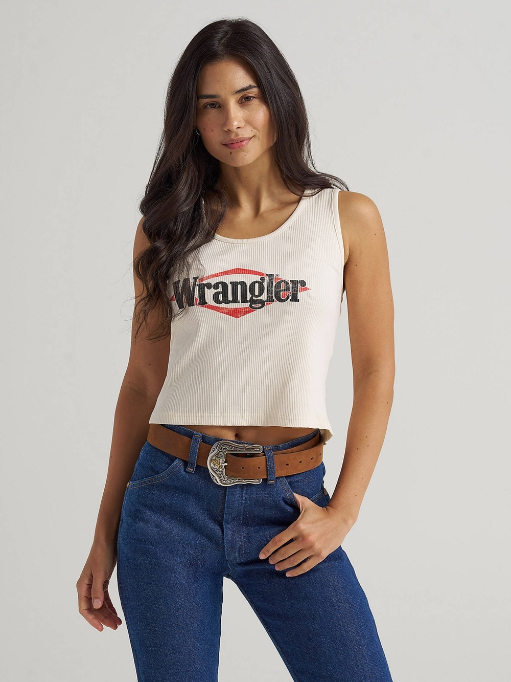 NWT Wrangler Triangle Logo Graphic Ribbed Tank - Picture 2 of 9